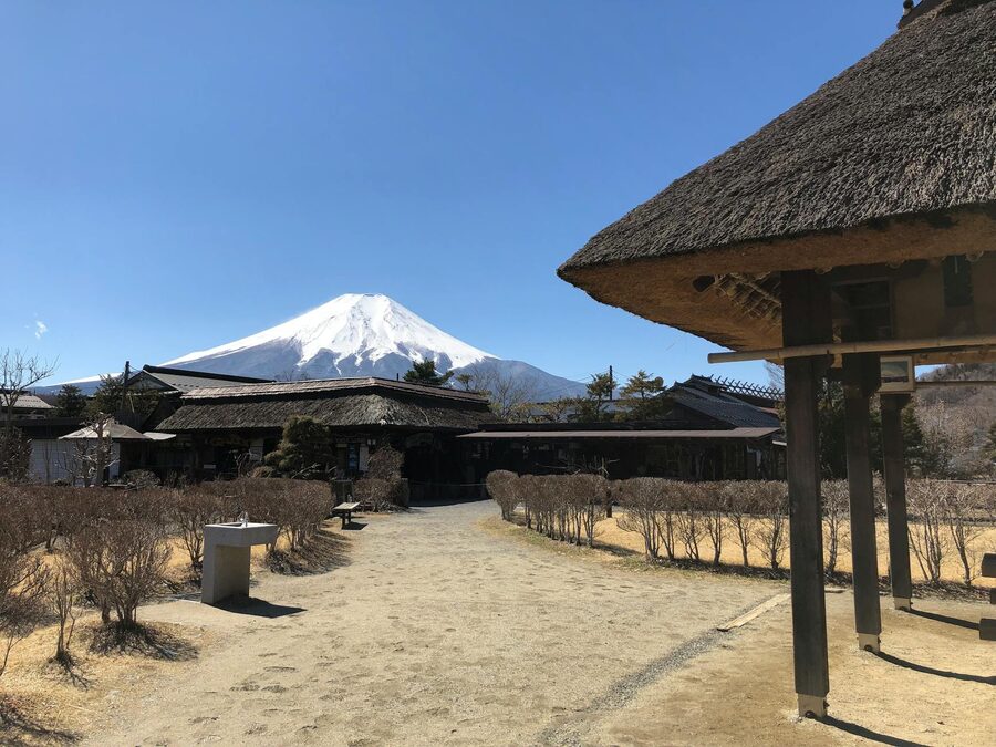 Scenic view of Mount Fuji from Oshino Hakkai village