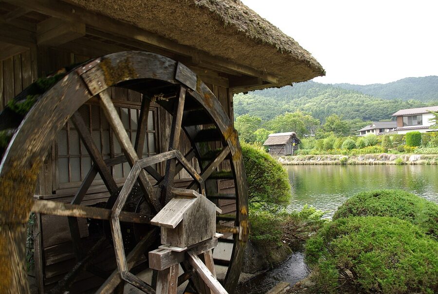 Water mill at Oshino Hakkai village Japan
