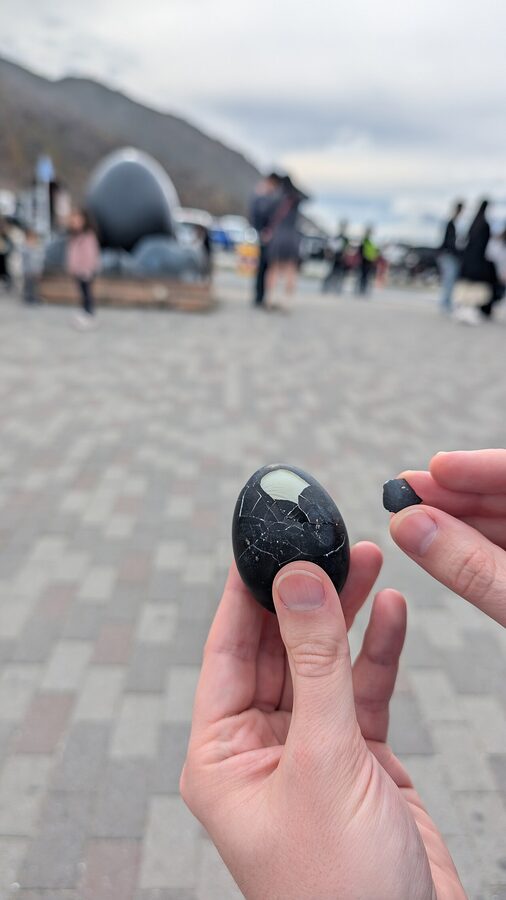 Black eggs boiled with volcanic water in Owakudani Hakone
