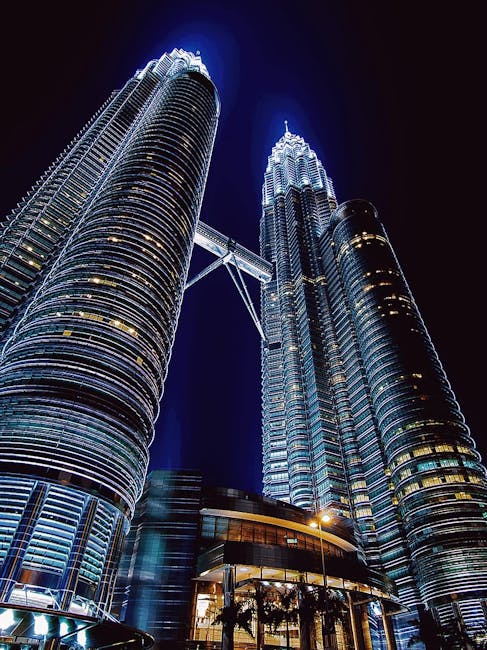 Petronas Twin Towers illuminated at night