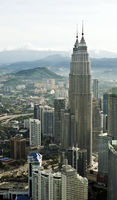 Aerial view of Kuala Lumpur and Petronas Towers
