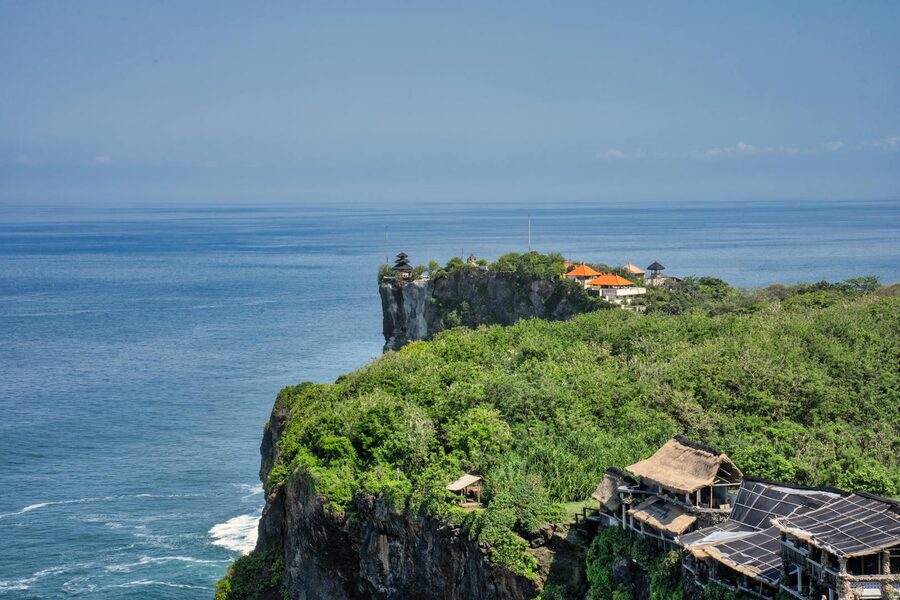 Aerial view of Uluwatu coastal cliffs in Bali