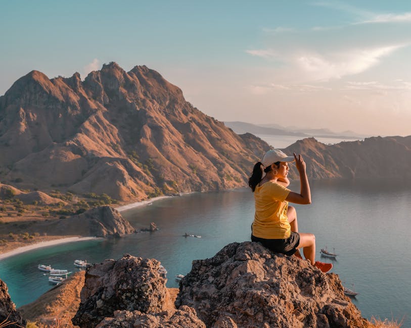 The three bays view from the summit of Padar Island