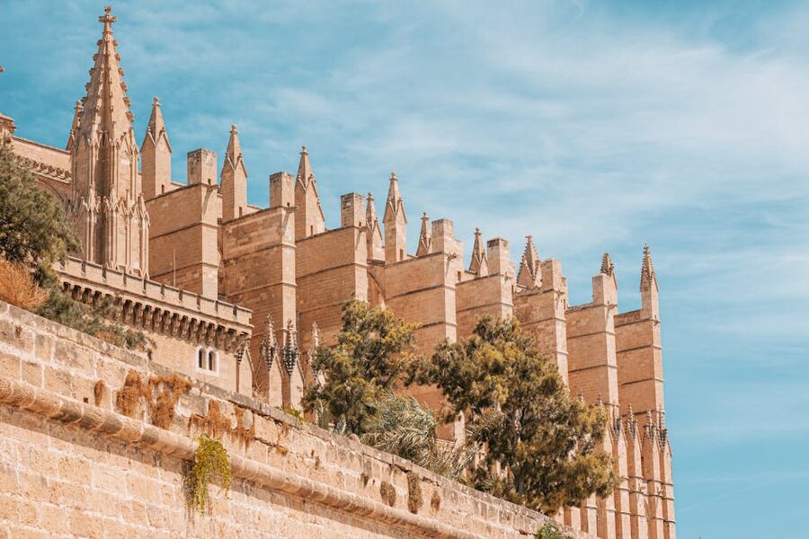 Palma Cathedral La Seu old wall and cannon