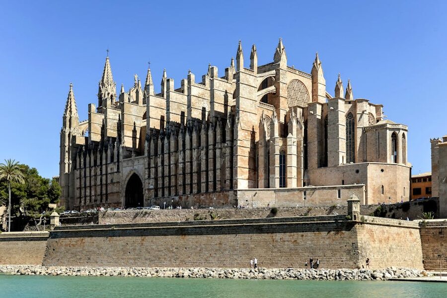 Palma Cathedral waterfront facade with the bay in front