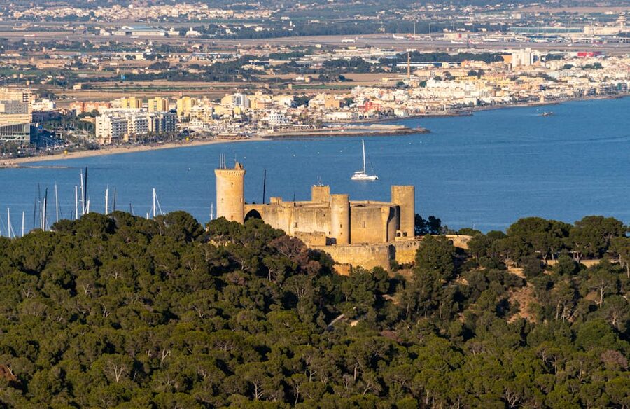 Aerial view of Bellver Castle in Palma de Mallorca