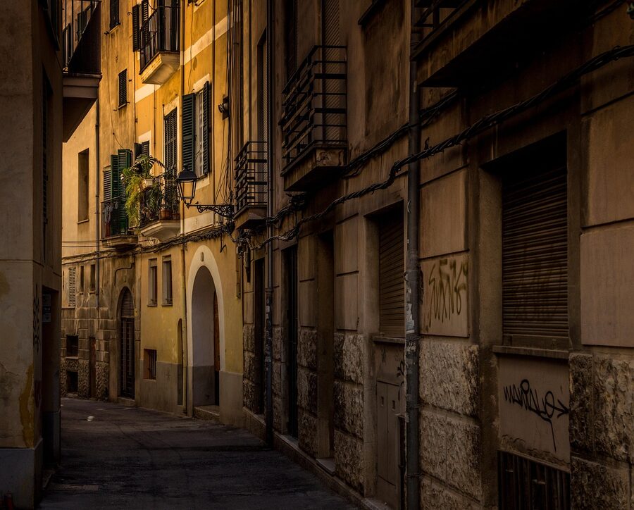 Historic centre facades in Palma de Mallorca