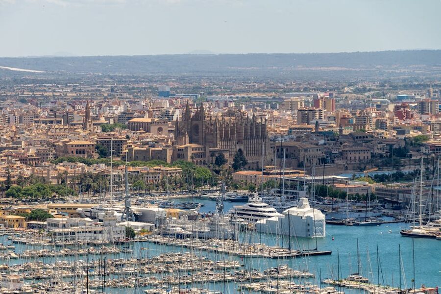 Palma de Mallorca skyline featuring La Seu Cathedral