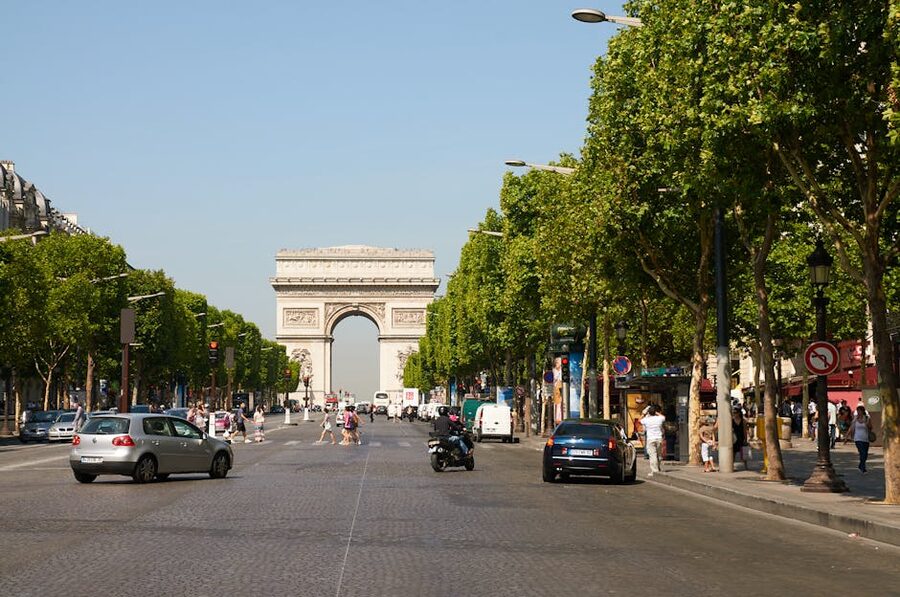 View of the Arc de Triomphe from the Champs-Elysees