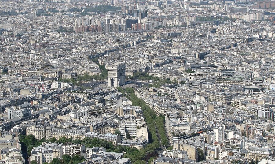 Arc de Triomphe with the wider Paris cityscape