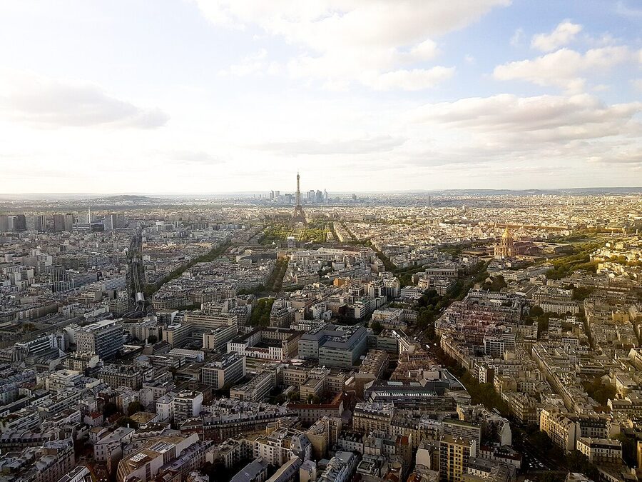Paris cityscape from Montparnasse Tower rooftop