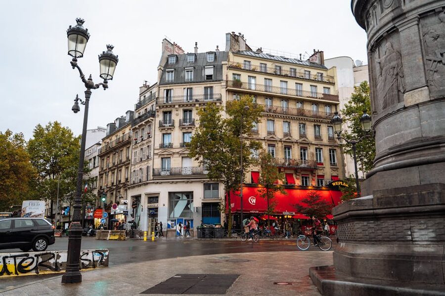 Montmartre street view classic Parisian architecture
