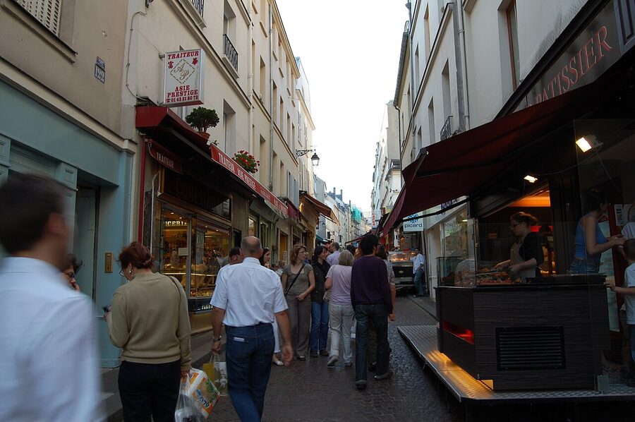Rue Mouffetard food market in the 5th arrondissement of Paris