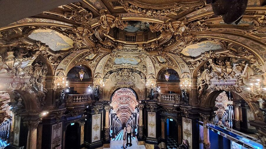 Gilded baroque dome of the Palais des Mirages at Musee Grevin Paris