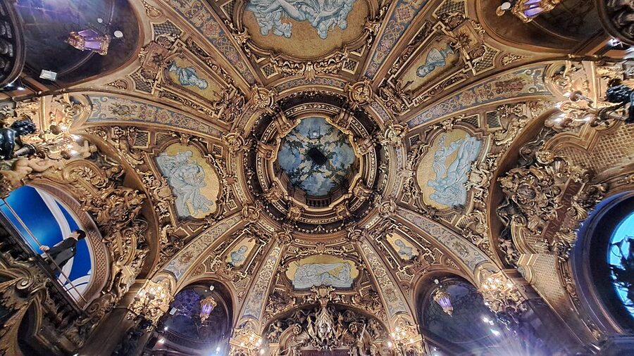 Painted dome ceiling panels at Palais des Mirages Musee Grevin Paris