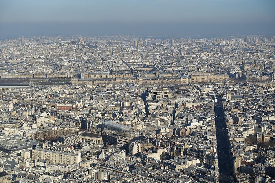 Louvre Palace seen from Montparnasse Tower observation deck