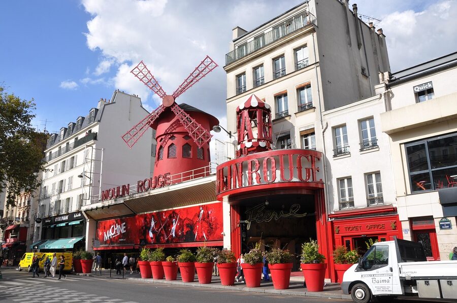 Moulin Rouge cabaret front entrance Paris