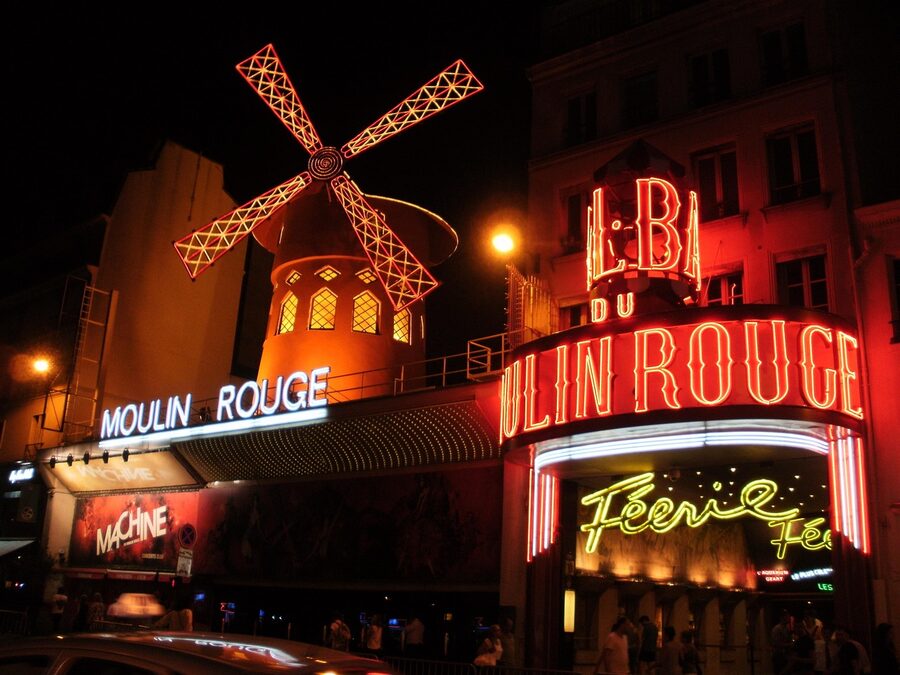Moulin Rouge windmill detail close up Paris