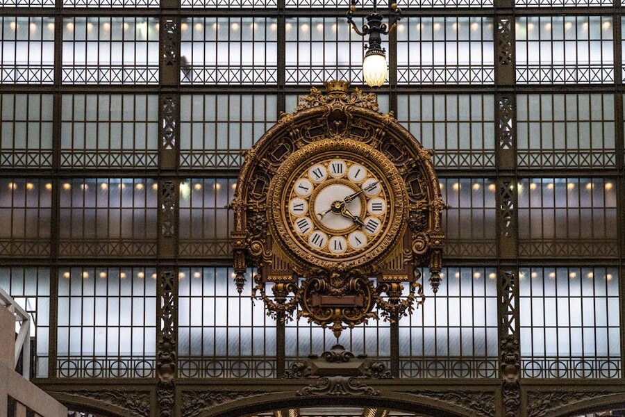 Ornate clock detail inside the Musée d'Orsay