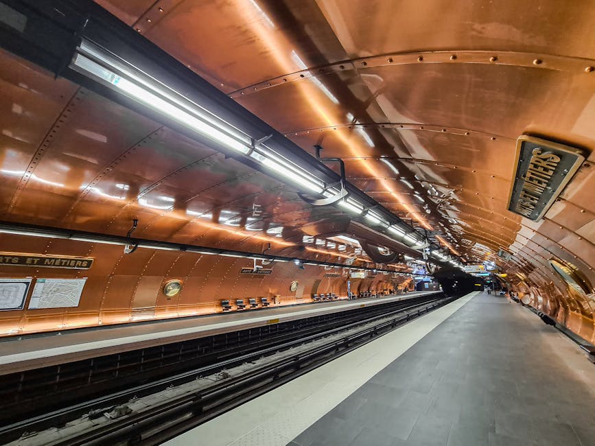 Copper-clad Arts et Métiers metro station interior Paris