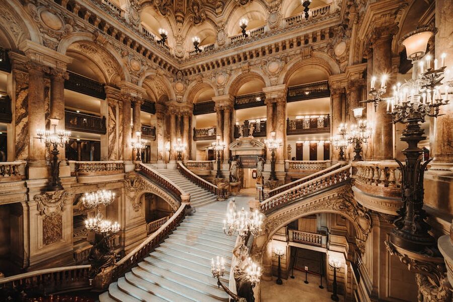 Detail of the Grand Staircase architecture at Opera Garnier