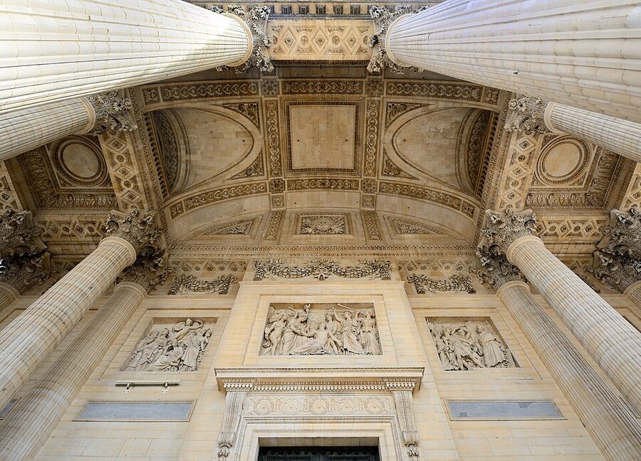 Panthéon Paris entrance portico ceiling architectural detail