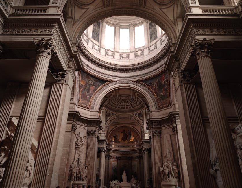 Panthéon Paris frescoes and sculptures interior detail