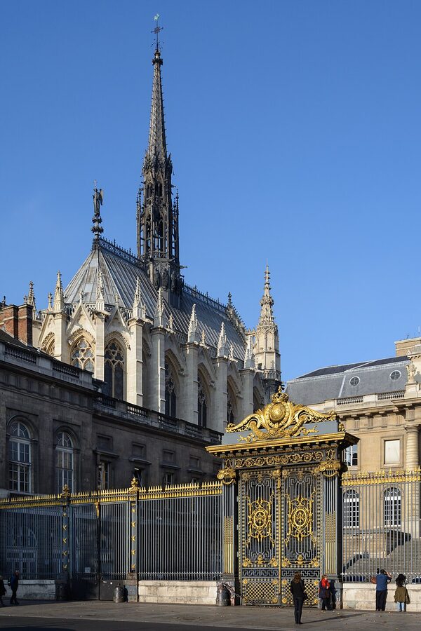 Sainte-Chapelle east exterior view from the Cour de Mai of the Palais de Justice