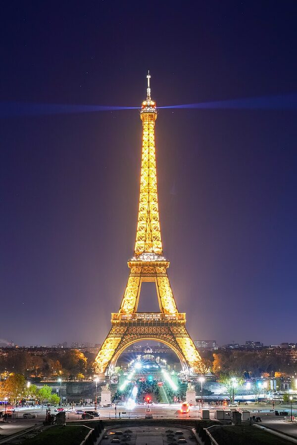 Eiffel Tower night illumination in Paris