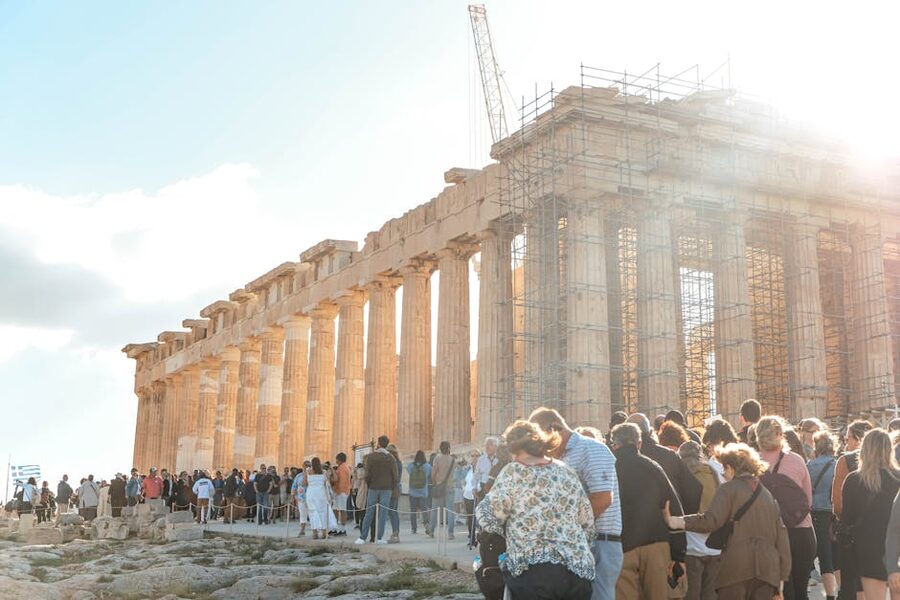 Visitors at the Parthenon Acropolis Athens