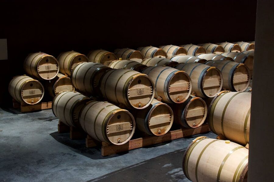 Pauillac Bordeaux wine cellar oak barrels