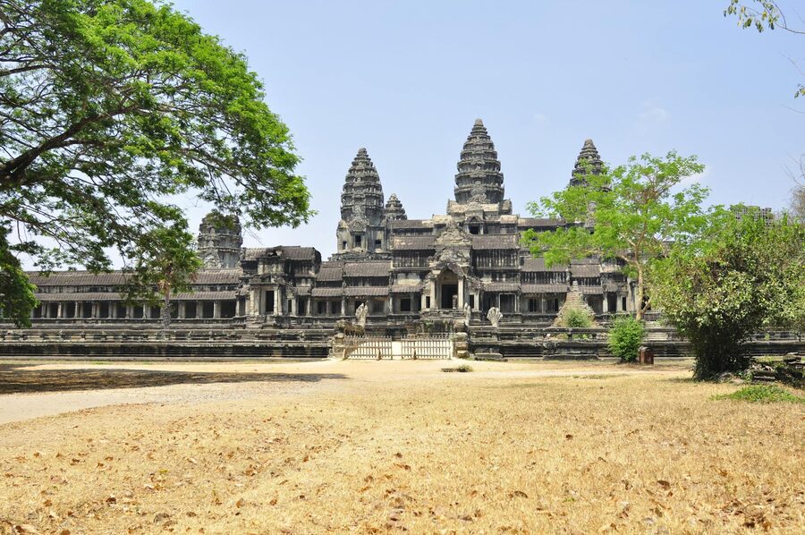 Ancient architecture of Angkor Wat temple complex