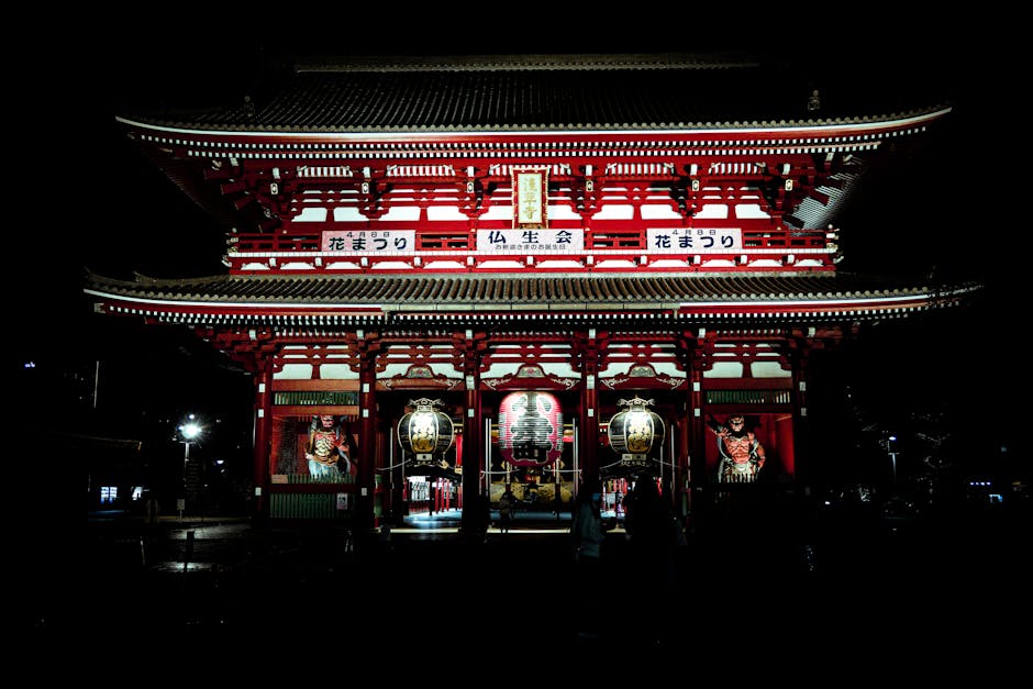 Night photograph of Senso-ji Temple Tokyo
