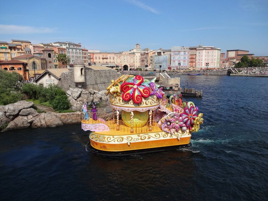 Parade float on the water at Tokyo DisneySea