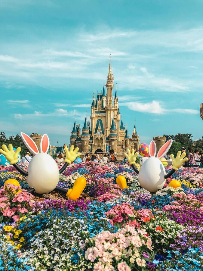 Colorful celebration display at Tokyo DisneySea