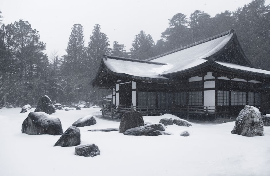 Japanese house covered in snow in Nagano Japan