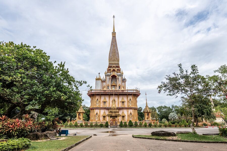 Ornate temple building at Wat Chalong in Phuket