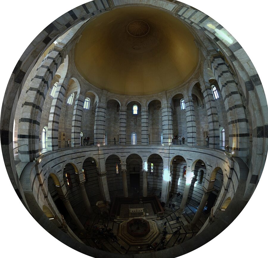 Pisa Baptistery interior dome view