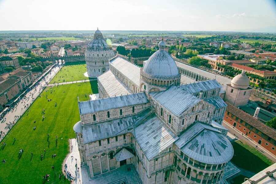 Aerial view of Pisa Cathedral and Baptistery