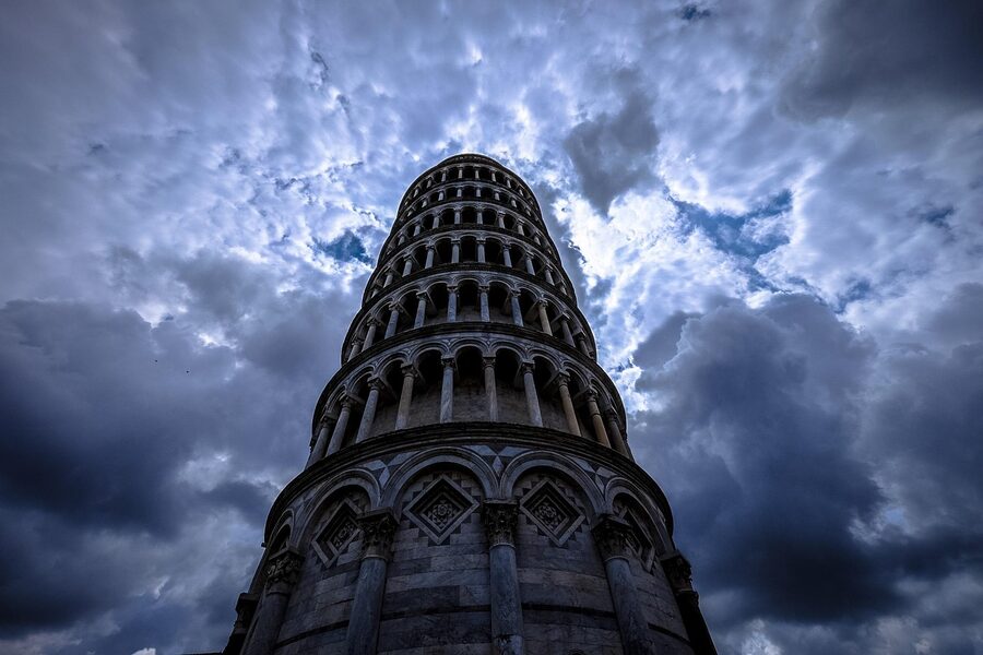 Pisa Leaning Tower arches and cathedral