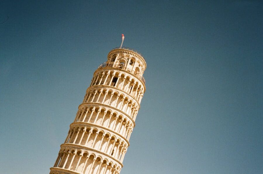 Leaning Tower of Pisa from a low angle