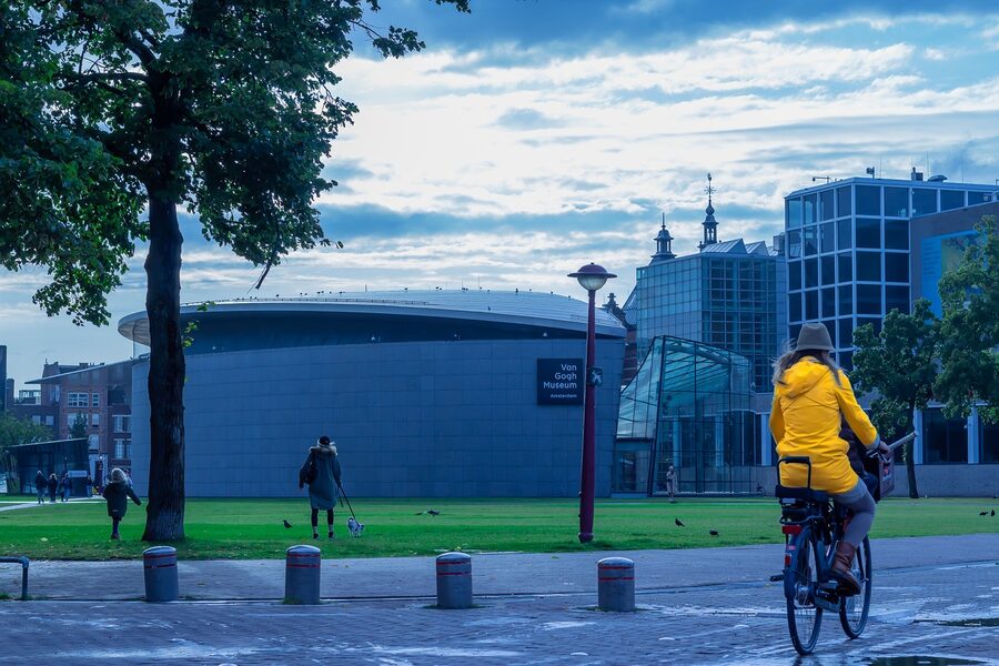 Van Gogh Museum exterior with bike, Amsterdam