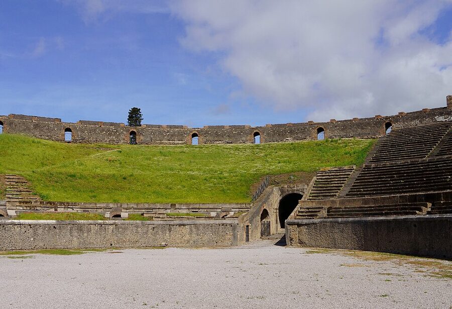 Inside the arena of the Pompeii Roman amphitheatre