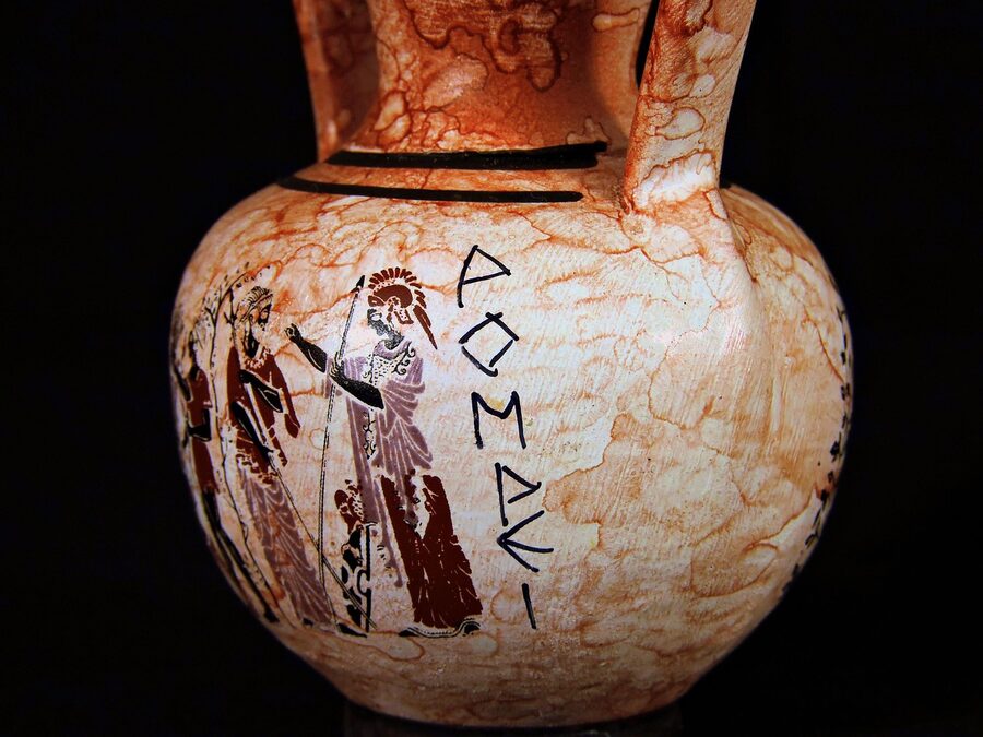 Pompeii amphora vase with fresco painting