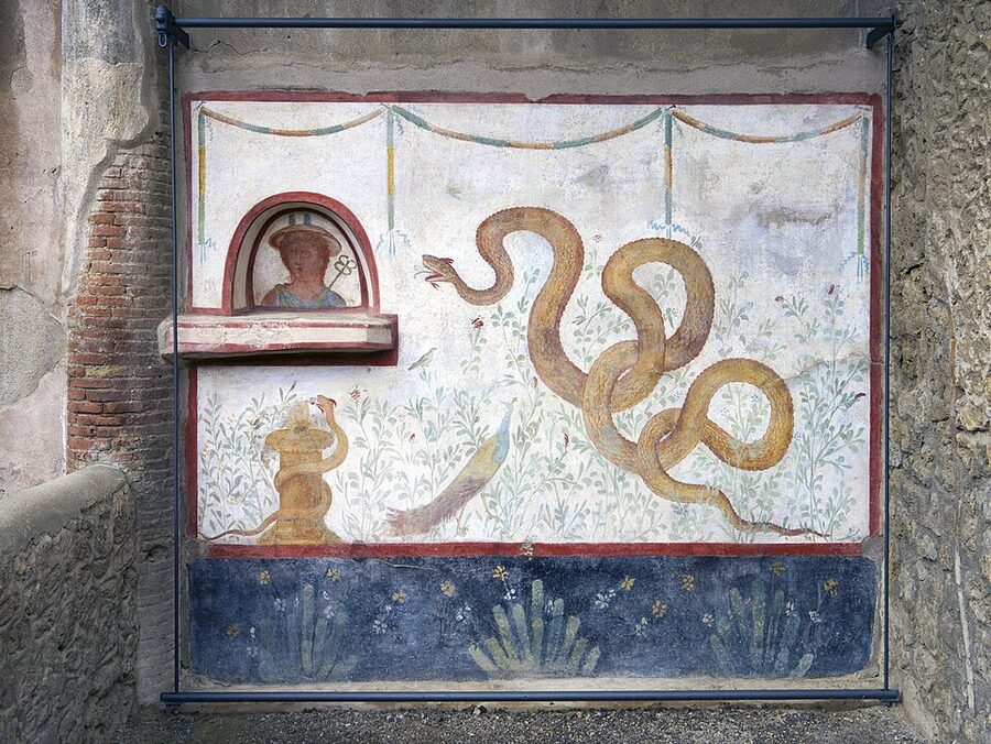 Roman frescoes in Casa del Criptoportico Pompeii
