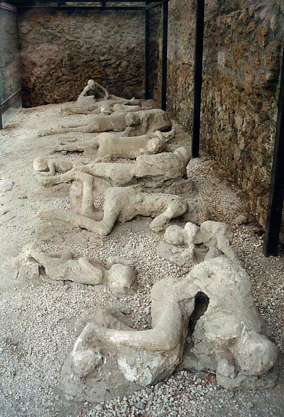 Plaster casts of Pompeii victims in the Garden of the Fugitives
