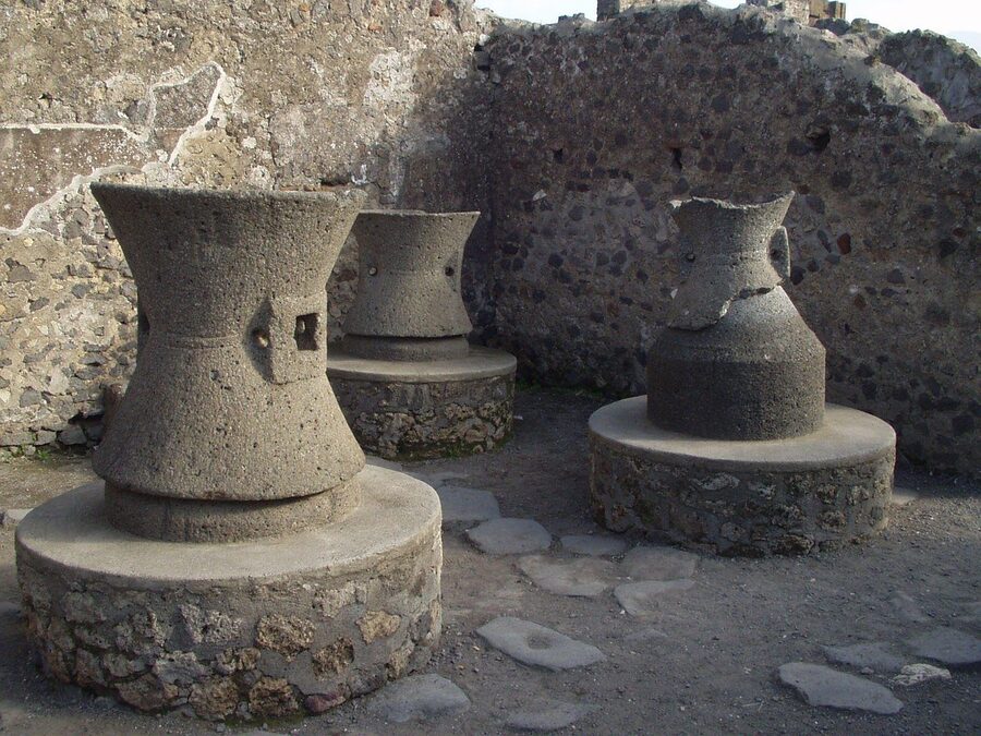 Pompeii warehouse with rows of clay pots and vessels