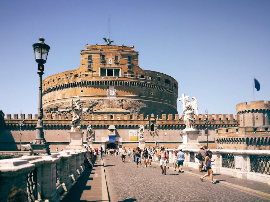 Ponte Sant'Angelo with Bernini's angel statues lining the bridge over the Tiber