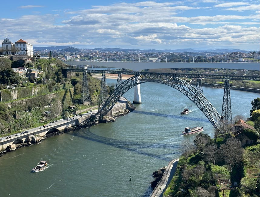 Porto panoramic view with Dom Luis I Bridge and city architecture