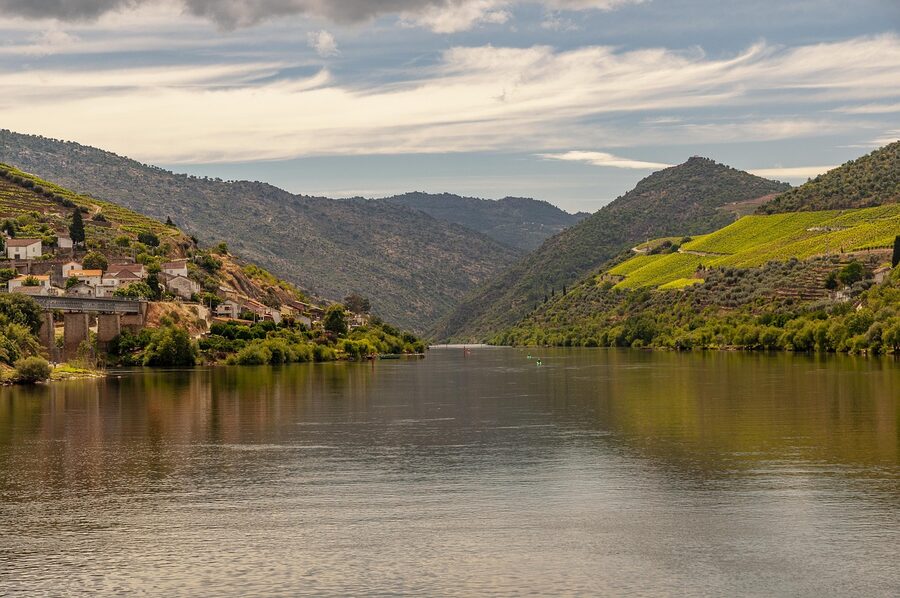 Douro River and Porto with traditional boats